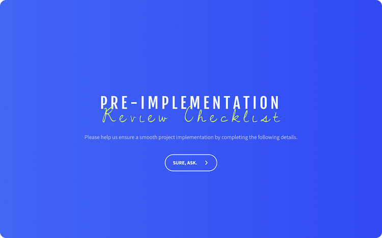 Pre Implementation Review Checklist Template